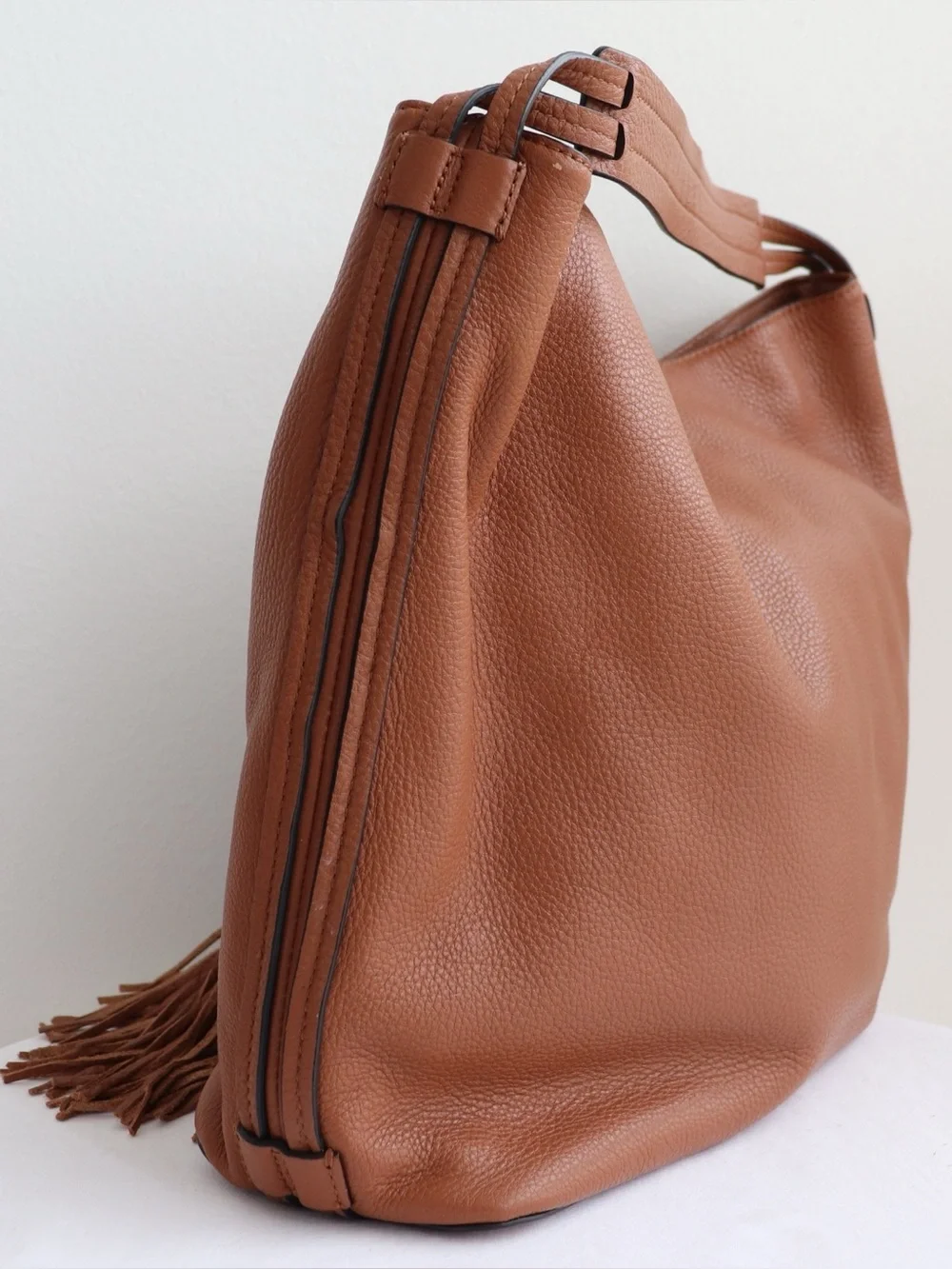 Rebecca Minkoff Isobel Large Brown Soft Leather Shoulder Hobo Bag Tassel Accent